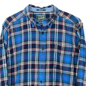 Woolrich men’s‎ XL/TG blue, black, white & red plaid cotton flannel shirt.  GUC